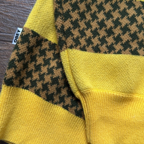 Obey womens Yellow and Black Striped Sweater - Picture 3 of 7